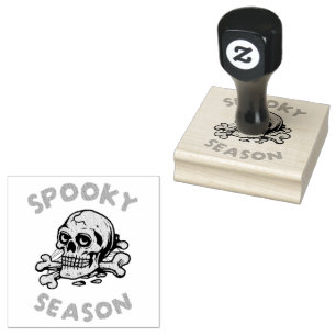 Spooky Season Scary Skull Halloween Rubber Stamp