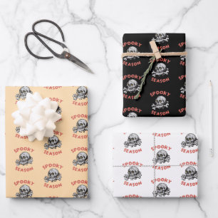Spooky Season Scary Skull Halloween Wrapping Paper Sheet