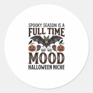 Spooky Season Shirt Vintage Engraving Halloween Gr Classic Round Sticker