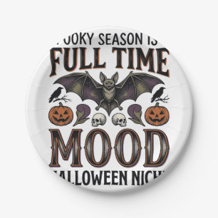 Spooky Season Shirt Vintage Engraving Halloween Gr Paper Plate