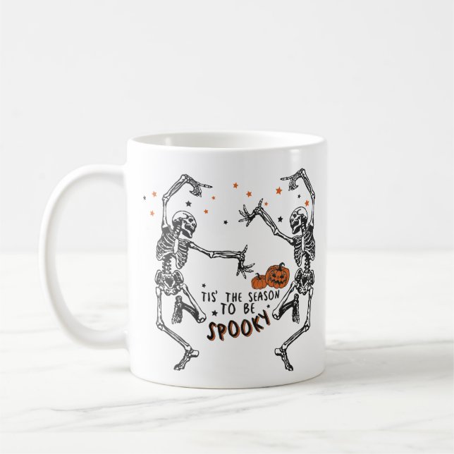 Spooky Season Skeletons Dancing Coffee Mug (Left)