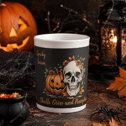 Spooky Season Skull Pumpkin Halloween Bone China Mug