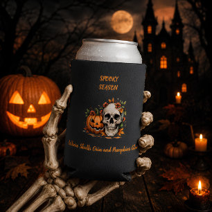 Spooky Season Skull Pumpkin Halloween Seltzer Can Cooler
