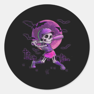 Spooky Season Softll Halloween Skeleton Girl Classic Round Sticker