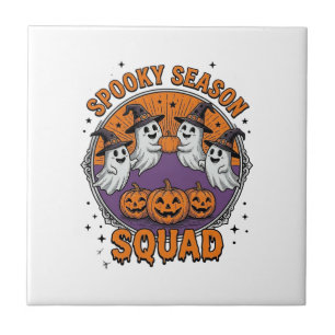 Spooky Season Squad Cute Ghost Halloween Shirt_1 Ceramic Tile