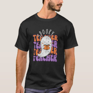 Spooky Season Teacher Halloween Cute Ghost Groovy T-Shirt