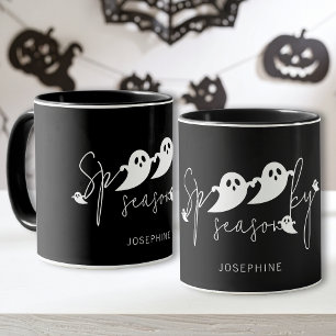 Spooky Season Text And Ghosts With Name Halloween Mug
