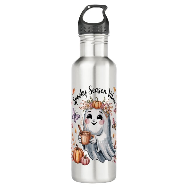 Spooky Season Vibes Ghost 710 Ml Water Bottle (Front)