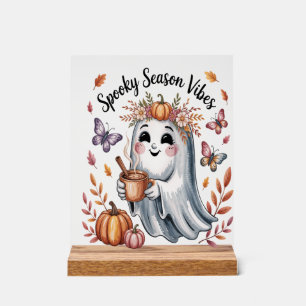Spooky Season Vibes Ghost Acrylic Sign
