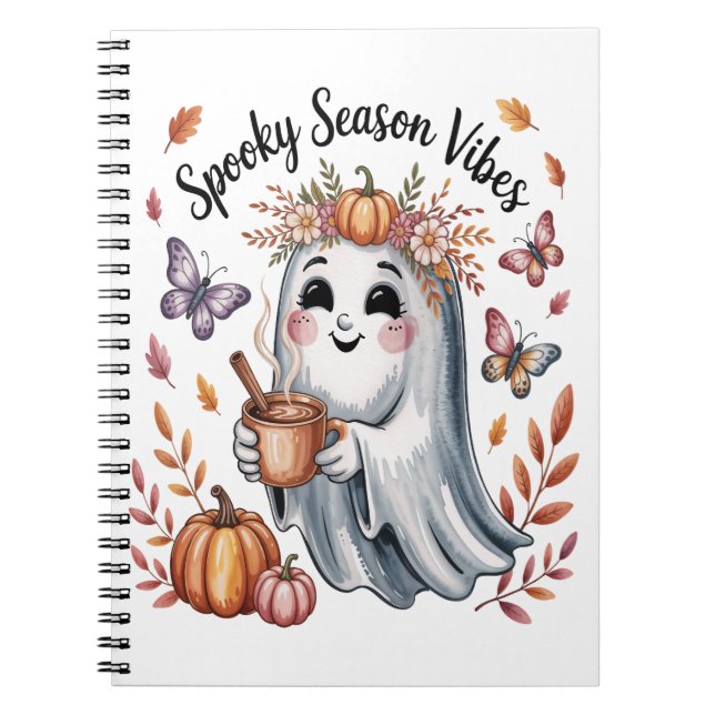 Spooky Season Vibes Ghost Notebook (Front)