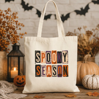 Spooky Season Vintage Block Letters Tote Bag