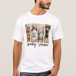 Spooky Season Vintage Halloween Ghost Cat Coquette T-Shirt