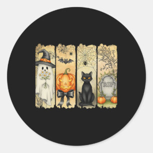 Spooky Season Vintage Halloween Ghost Pumpkin Coqu Classic Round Sticker