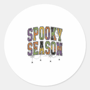 Spooky Season Vintage Halloween Typography Design_ Classic Round Sticker