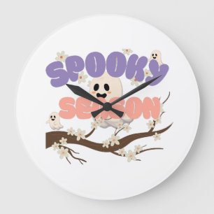Spooky Season Wall Clock – Ghost Halloween Decor
