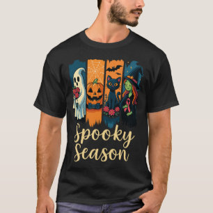 Spooky Season with Pink Ribbon Halloween Awareness T-Shirt