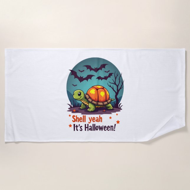 Spooky Shell Surprise Turtle Beach Towel (Front)