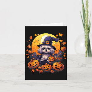 Spooky Shichon Dog Witch Halloween Card
