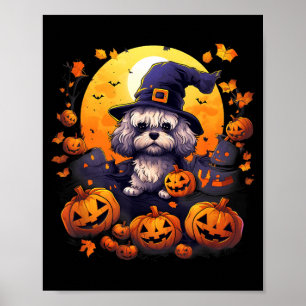 Spooky Shichon Dog Witch Halloween Poster
