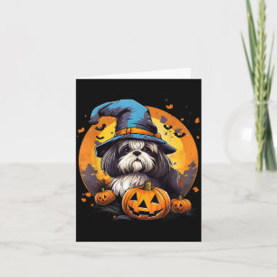 Spooky Shih Tzu Dog Witch Halloween Card