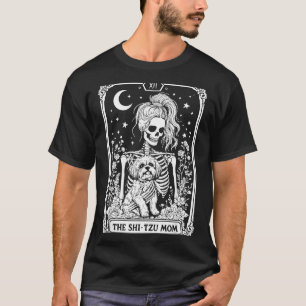 Spooky Shih Tzu Mum Skeleton Tarot Card Halloween T-Shirt