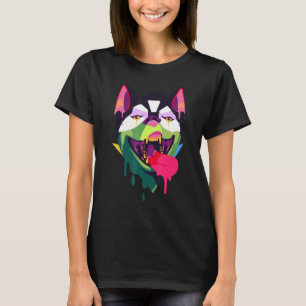 Spooky Siberian Husky Zombie Halloween Skeleton D T-Shirt