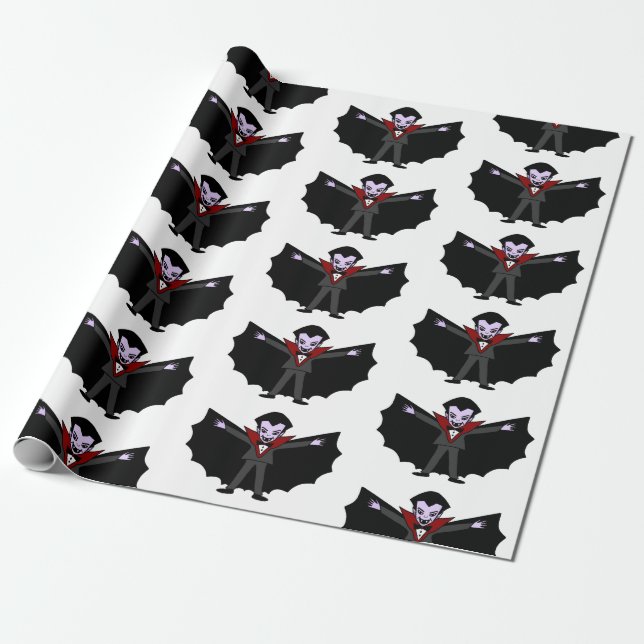 Spooky Silly funny Cartoon Dracula Vampire  Wrapping Paper (Unrolled)