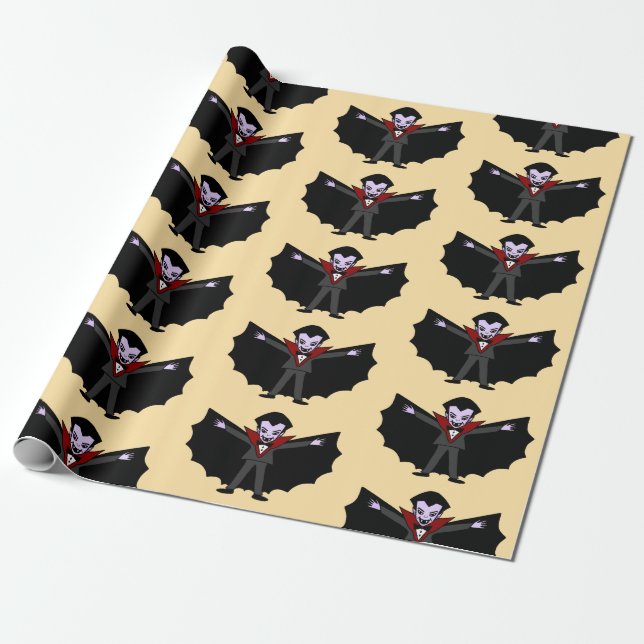 Spooky Silly funny Cartoon Dracula Vampire  Wrapping Paper (Unrolled)