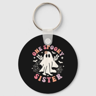 Spooky Sister Ghost Spooky Retro Family Halloween Key Ring