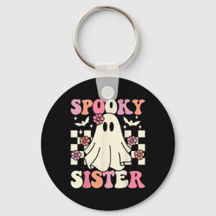 Spooky Sister Halloween Ghost Costume Retro Groovy Key Ring