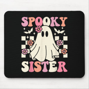 Spooky Sister Halloween Ghost Costume Retro Groovy Mouse Pad