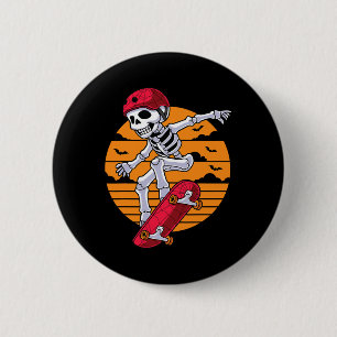 Spooky Skateboarding Skeleton Funny Skater  6 Cm Round Badge