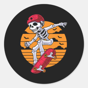Spooky Skateboarding Skeleton Funny Skater Classic Round Sticker