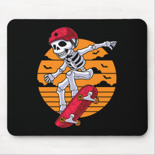 Spooky Skateboarding Skeleton Funny Skater Mouse Pad