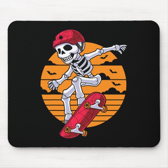 Spooky Skateboarding Skeleton Funny Skater  Mouse Pad (Front)