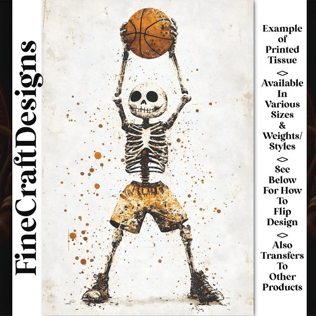 Spooky Skeleton Basketball Player AJ7 Decoupage Tissue Paper (Creator Uploaded)