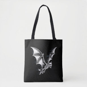 Spooky Skeleton Bat Halloween Scary Creepy Women Tote Bag