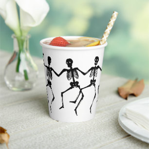 Spooky Skeleton Black & White Halloween Paper Cup