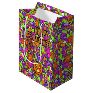 Spooky Skeleton Candy Party Pattern Halloween Medium Gift Bag