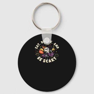 Spooky Skeleton Celebrating Halloween Eat Drink An Key Ring