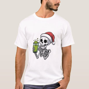 Spooky Skeleton Christmas Holding Matcha T-Shirt