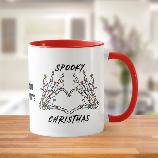 Spooky Skeleton Christmas Love  Spooky Vibes Red Mug (Creator Uploaded)