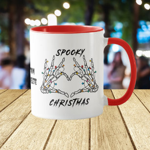 Spooky Skeleton Christmas Love  Spooky Vibes Red Mug