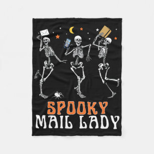 Spooky Skeleton Dancing Mail Lady Postal Worker Ha Fleece Blanket