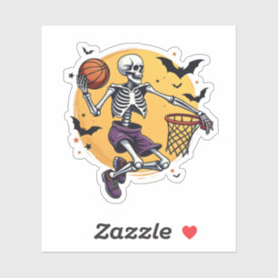 Spooky Skeleton Dunking Basketball Graveyard Hallo