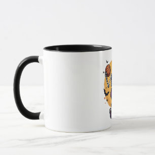 Spooky Skeleton Dunking Basketball Graveyard Hallo Mug