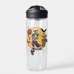 Spooky Skeleton Dunking Basketball Graveyard Hallo Water Bottle