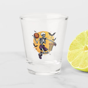 Spooky Skeleton Dunking Basketball Graveyard Shot Glass