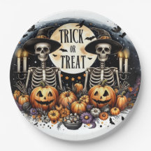 Spooky Skeleton Duo – Trick or Treat Paper Plates