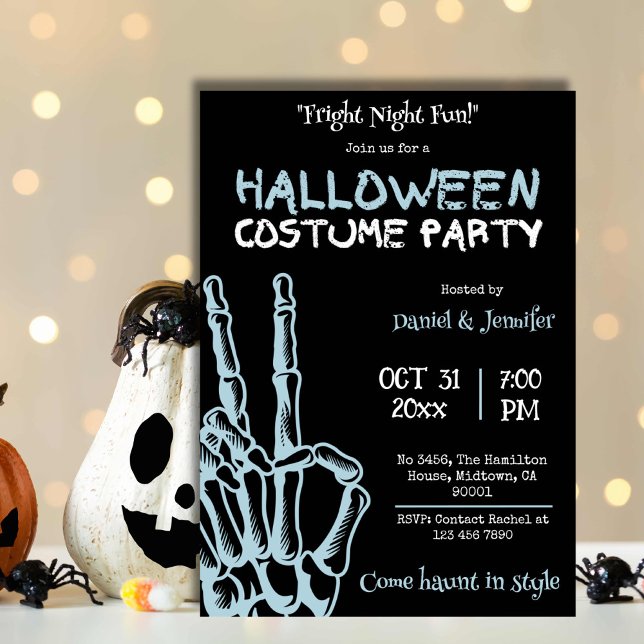 Spooky skeleton fright night costume Halloween Invitation (Creator Uploaded)